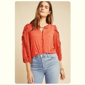 Anthropologie Maeve red blouse